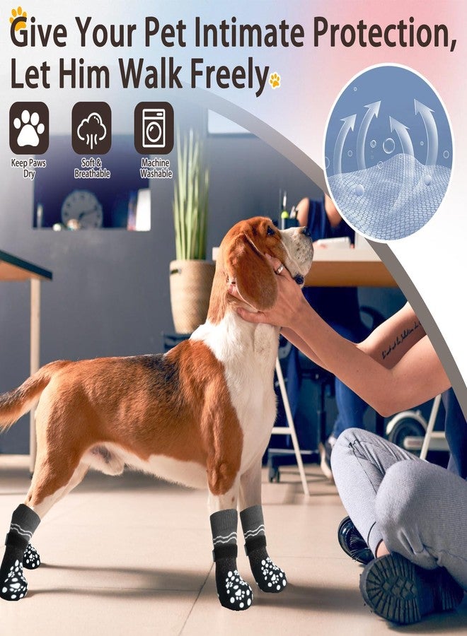 بينج بت جوارب بينجبيت للكلاب، 6 قطع، لمنع لعق الكفوف، مزودة بمقابض مانعة للانزلاق، مناسبة للأرضيات الخشبية، أحذية شتوية للحيوانات الأليفة، أحذية سميكة للغاية للكلاب الصغيرة والمتوسطة والكبيرة وكبار السن، مقاس صغير - Image 2